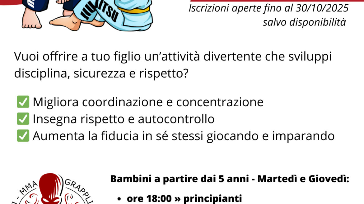 Inizio Corsi BJJ bambini 2025-2026