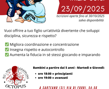 Inizio Corsi BJJ bambini 2025-2026